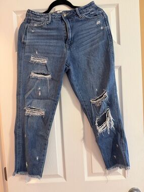 Jelly Beans Medium Blue Distressed Boyfriend Jeans